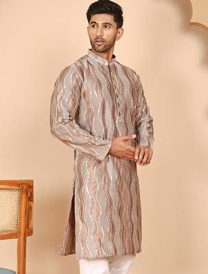 Silk blend kurtas with mirror work embroidery 4