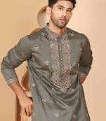 Embroidered neck kurtas for men