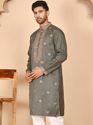 Embroidered neck kurtas for men 2