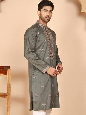 Embroidered neck kurtas for men 4