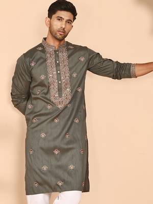 Embroidered neck kurtas for men 5