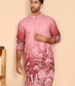 Thread work & sequin embellished printed kurtas for men