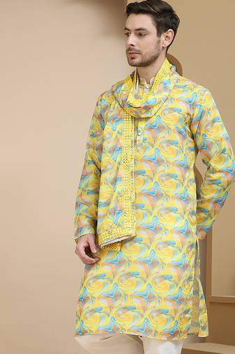 Abstract printed kurtas with matching dupatta
