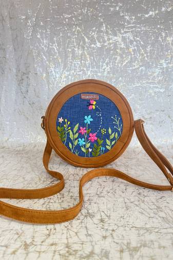 Thread and Bloom Sphere Denim Bag