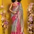 grey & rani pink silk blend handloom weaving saree