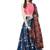 navy blue digital floral print satin silk lehenga choli with dupatta