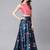 navy blue digital floral print satin silk lehenga choli with dupatta