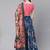 navy blue digital floral print satin silk lehenga choli with dupatta