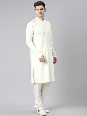 Off white cotton dori embroidery kurta set 4