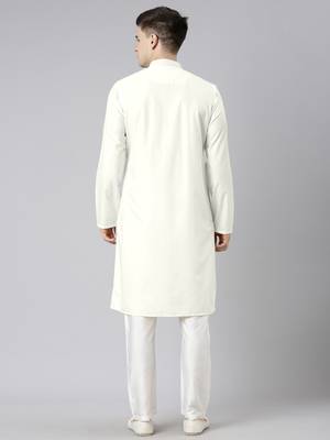 Off white cotton dori embroidery kurta set 5
