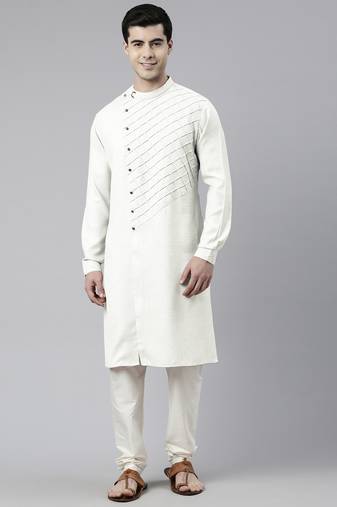 Off white angrakha kurta set