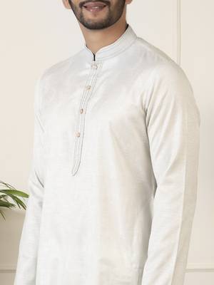 Off white jacquard embroidered kurta set 5