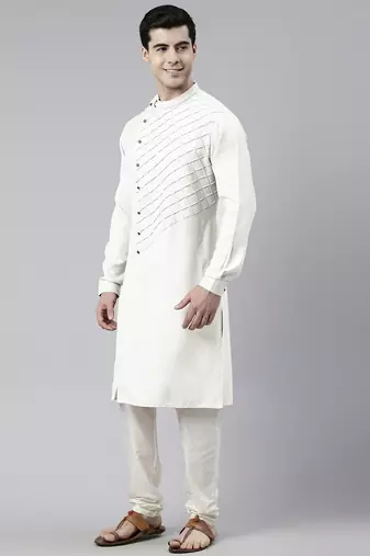 Off white angrakha kurta set