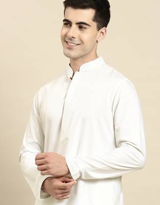 Off white fine cotton kurta set 1