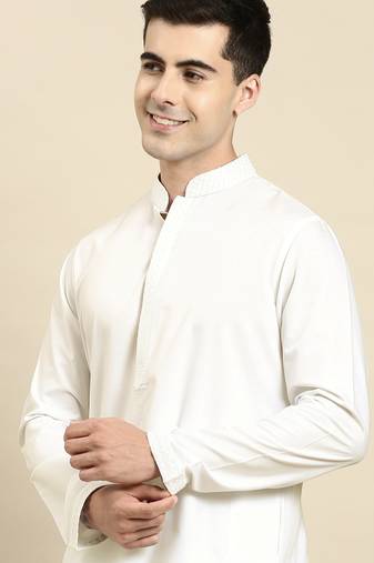 Off white fine cotton kurta set