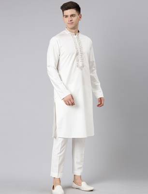 Off white embroidered kurta set 5