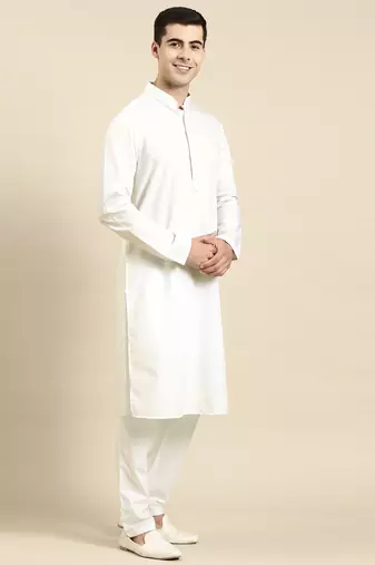 Off white fine cotton kurta set
