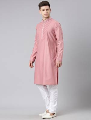 Rose pink pleated cotton kurta set 4