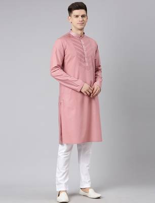 Rose pink pleated cotton kurta set 5