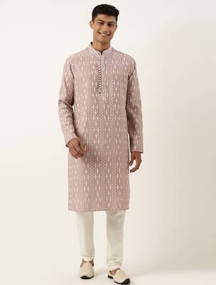 Old rose khadi print kurta set 1