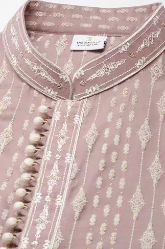 Old rose khadi print kurta set