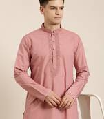 Rose pink cotton dori embroidered kurta set