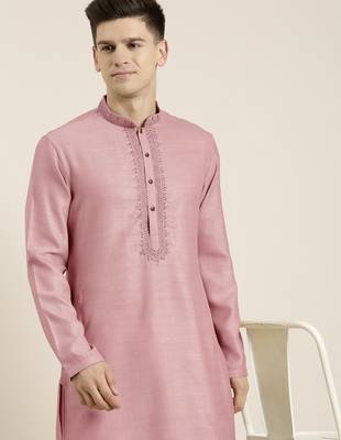 Old rose cotton dori embroidered kurta 2