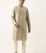 Green beige printed kurta set
