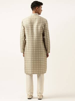 Green beige printed kurta set 5