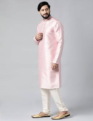 Baby pink mirror embroidered kurta set 3