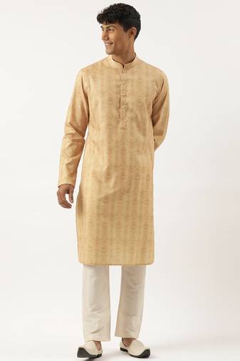 Dark peach printed kurta set