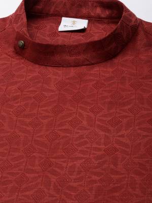 Rust cotton jacquard angrakha kurta set 2