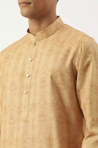 Dark peach printed kurta set