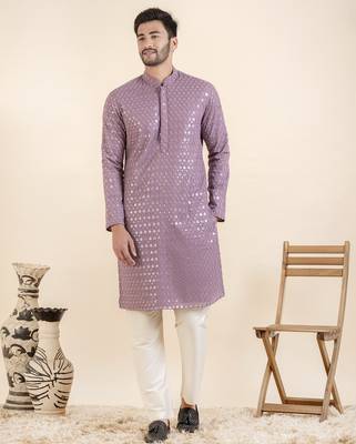 Lavender embroidered kurta set 1