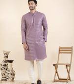 Lavender embroidered kurta set
