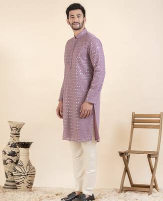 Lavender embroidered kurta set 3