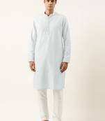 Aqua blue embroidered kurta set