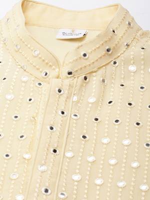 Lemon yellow mirror embroidered kurta set 2
