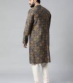 Grey block printed kurta set