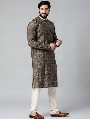Grey block printed kurta set 3