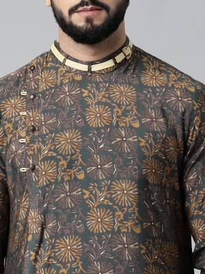 Grey block printed kurta set 5