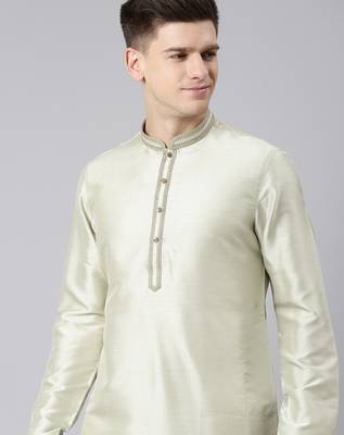 Pistachio silk embroidery kurta set 1