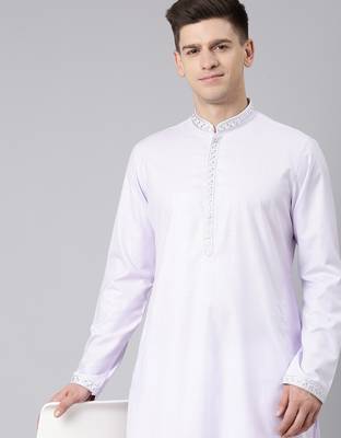 Lavender cotton embroidery kurta set 1