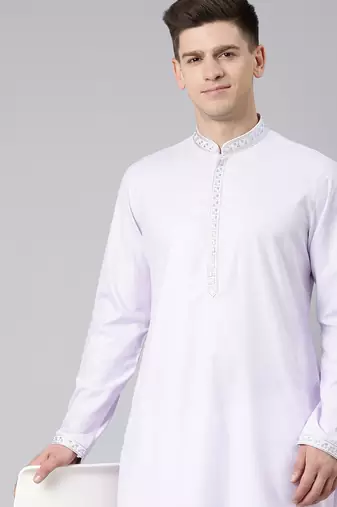 Lavender cotton embroidery kurta set