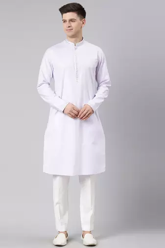 Lavender cotton embroidery kurta set