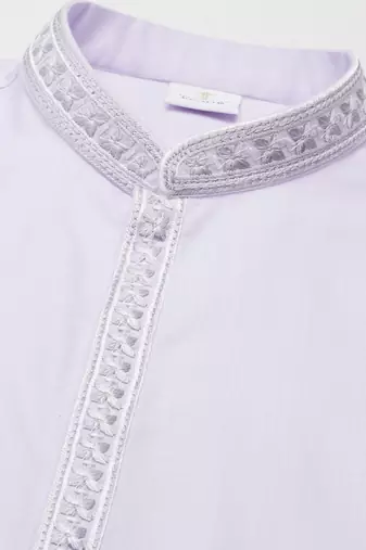 Lavender cotton embroidery kurta set