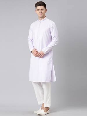 Lavender cotton embroidery kurta set 4