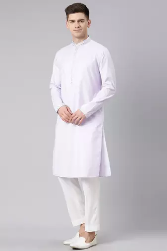 Lavender cotton embroidery kurta set