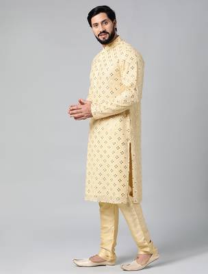 Gold mirror embroidery kurta set 2