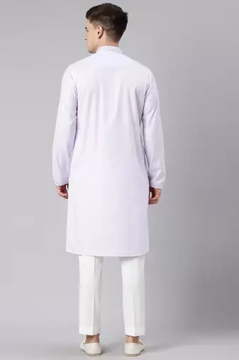 Lavender cotton embroidery kurta set